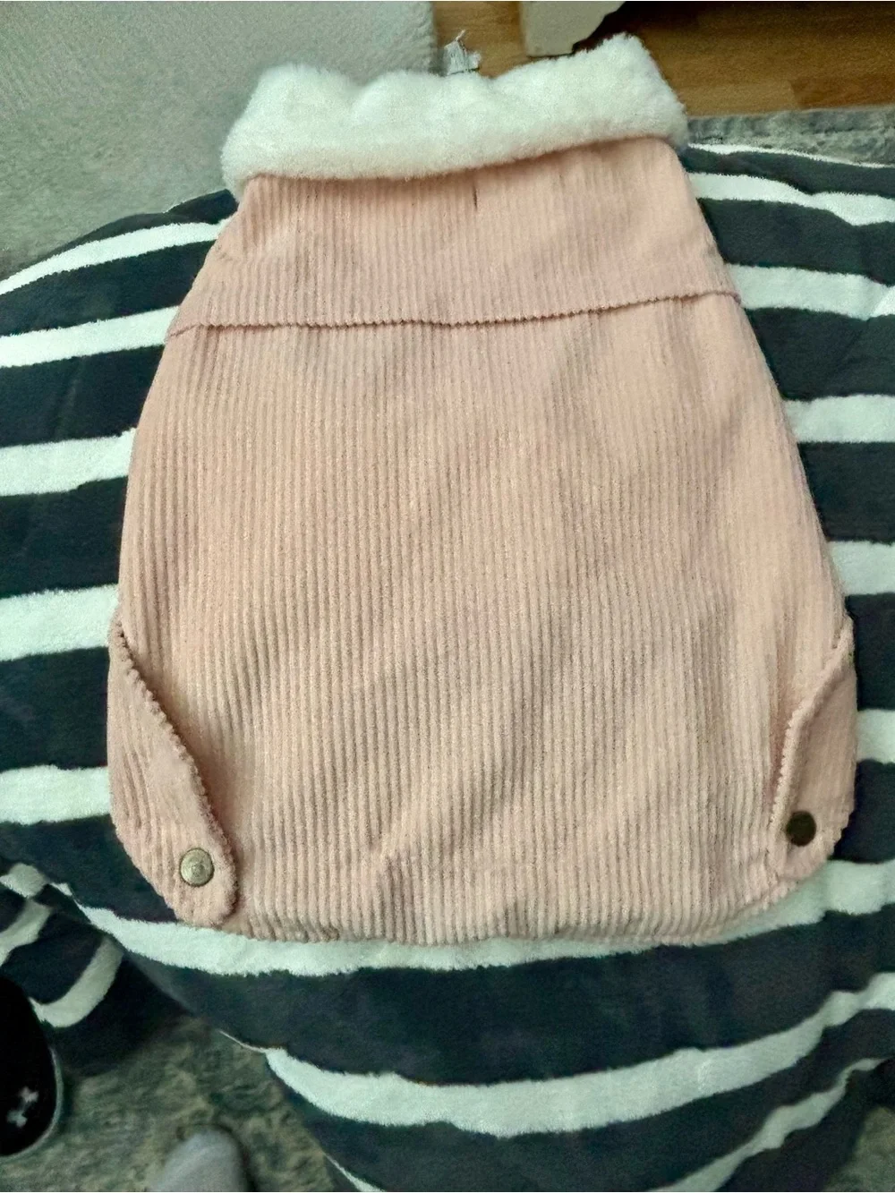 Cozy-Pink Corduroy Dog Coat with Faux Fur Collar